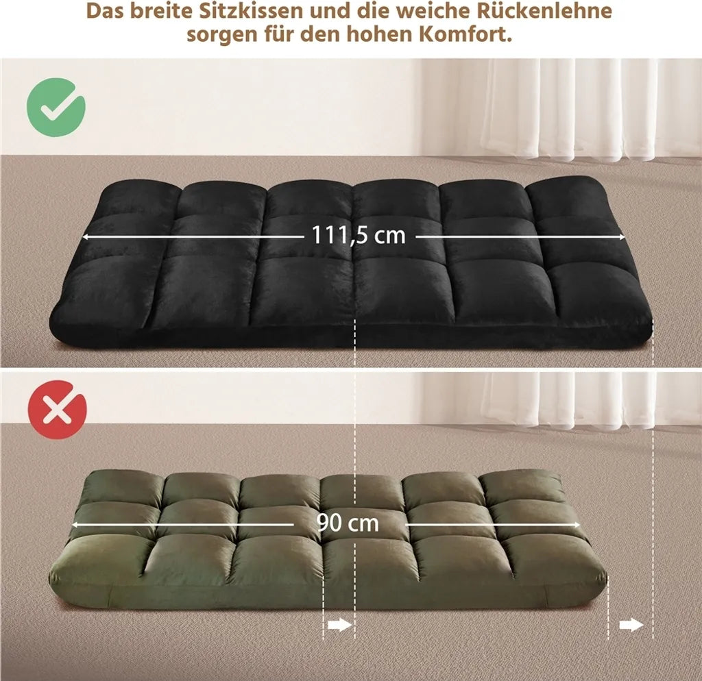 Yaheetech Floor Chair 111.5 x 53 x 57 cm Black 14-Position Adjustable Back Gaming Relax Chair