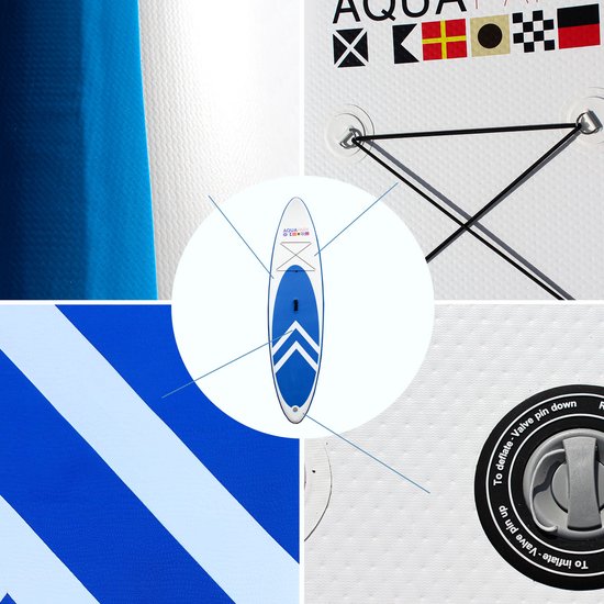 AQUAPARX MKII Professional Sup Board - Planche à pagaie gonflable - pour débutants et avancés - 1 personne - livré complet - blanc/bleu