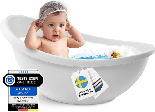 BabybeFun - Bain de bébé - Bébés et jeunes enfants - Antidérapant - Blanc