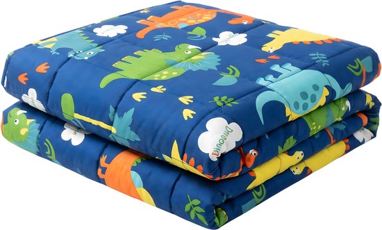Vonia Couverture lestée Enfant 3,2 kg - Couverture lestée - 104 x 152 cm - Coton - Dino