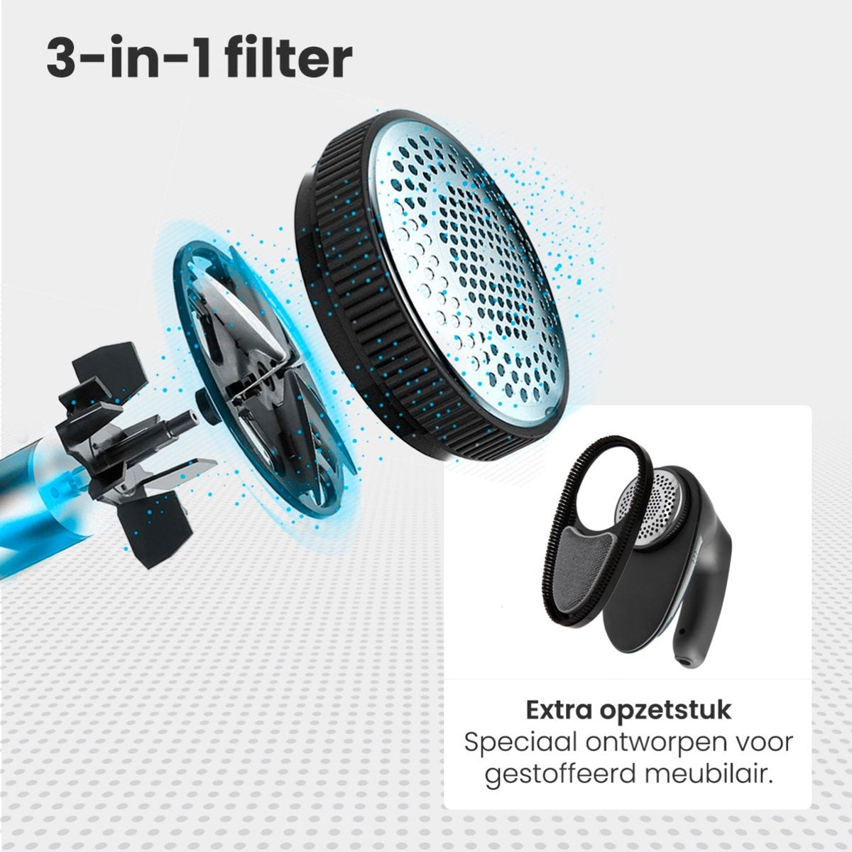 Auronic Electric Lint Remover - Sans fil - 2 accessoires supplémentaires - Blanc