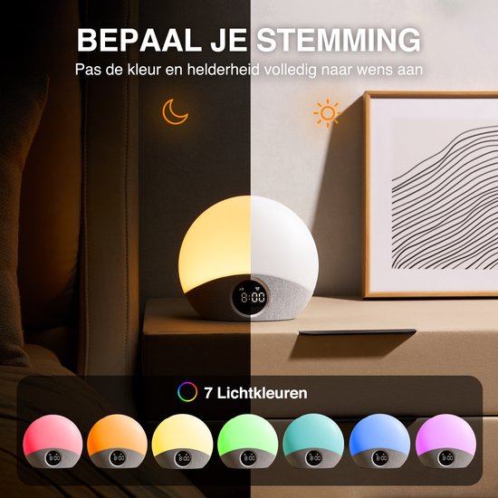 Swiftvein Solara Wake up Light - Réveil lumineux - Réveil numérique avec 30 sons