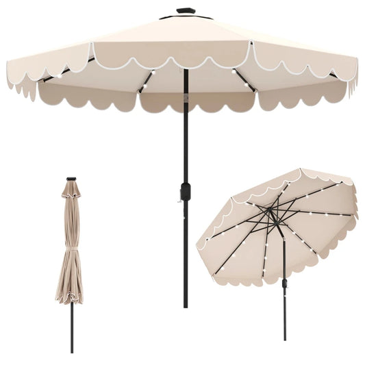 Parasol de jardin Coast avec LED solaire - Parasol inclinable avec pendule et 8 côtes