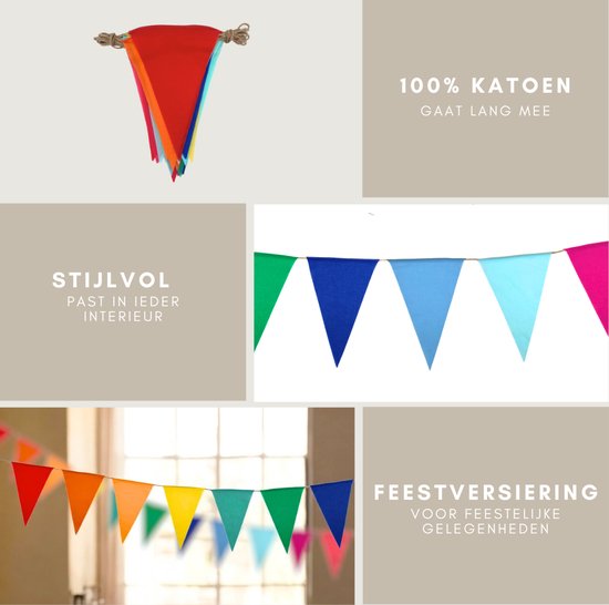 guirlande d'anniversaire a sunny day - flag line fabric birthday - décoration d'anniversaire - 100% coton - décoration d'anniversaire - décoration de fête durable - guirlande en tissu - flag line 10 mètres - flag line coloré - décoration d'anniversaire