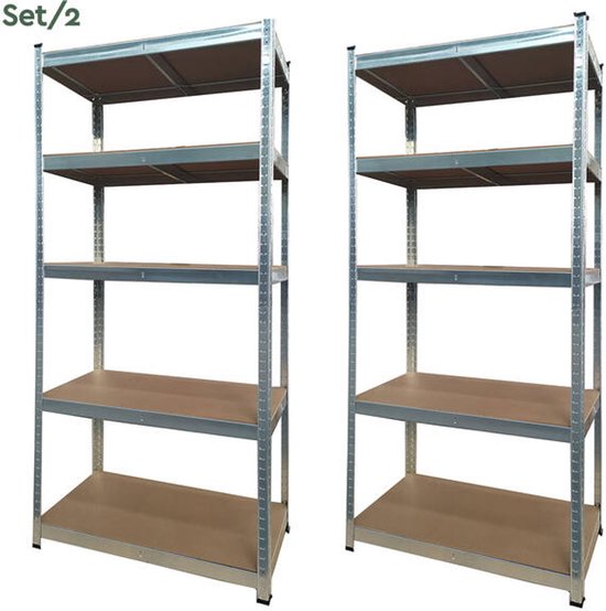 BRASQ Rack Cabinet - Set of 2 - Metal Storage Rack - pantry - wall cabinet - Warehouse Rack 180x90x40 - 5 layers - 175 KG per shelf - max 875 KG
