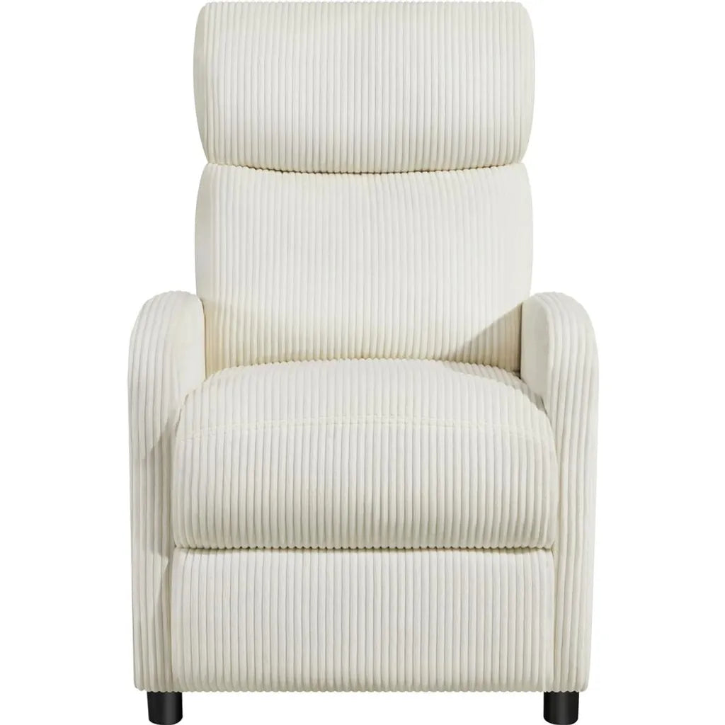 Fauteuil de détente Yaheetech en tissu cordé avec repose-pieds réglable - Beige - 61,5 x 87 x 99 cm - Poids max. : 120 kg