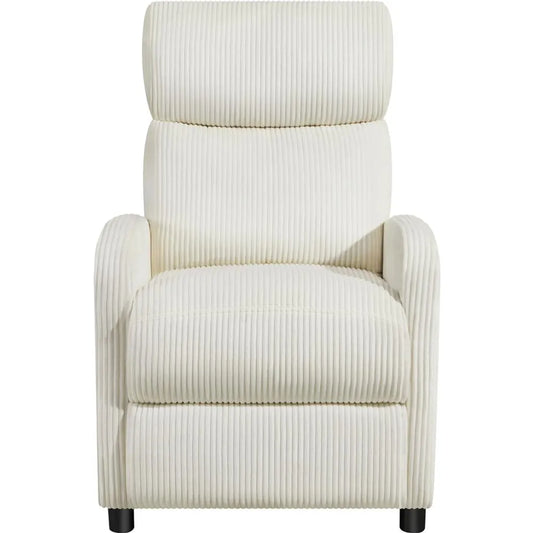 Fauteuil de détente Yaheetech en tissu cordé avec repose-pieds réglable - Beige - 61,5 x 87 x 99 cm - Poids max. : 120 kg
