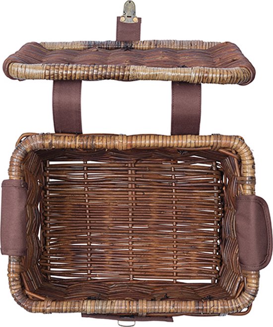 Basil Denton Bicycle Basket S - Frontal - Rotin - Marron - Petit