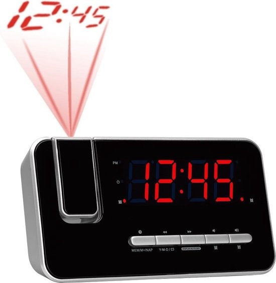 Radio-réveil Denver avec projection - Réveil numérique - Radio FM - Double alarme - CRP618 - Noir