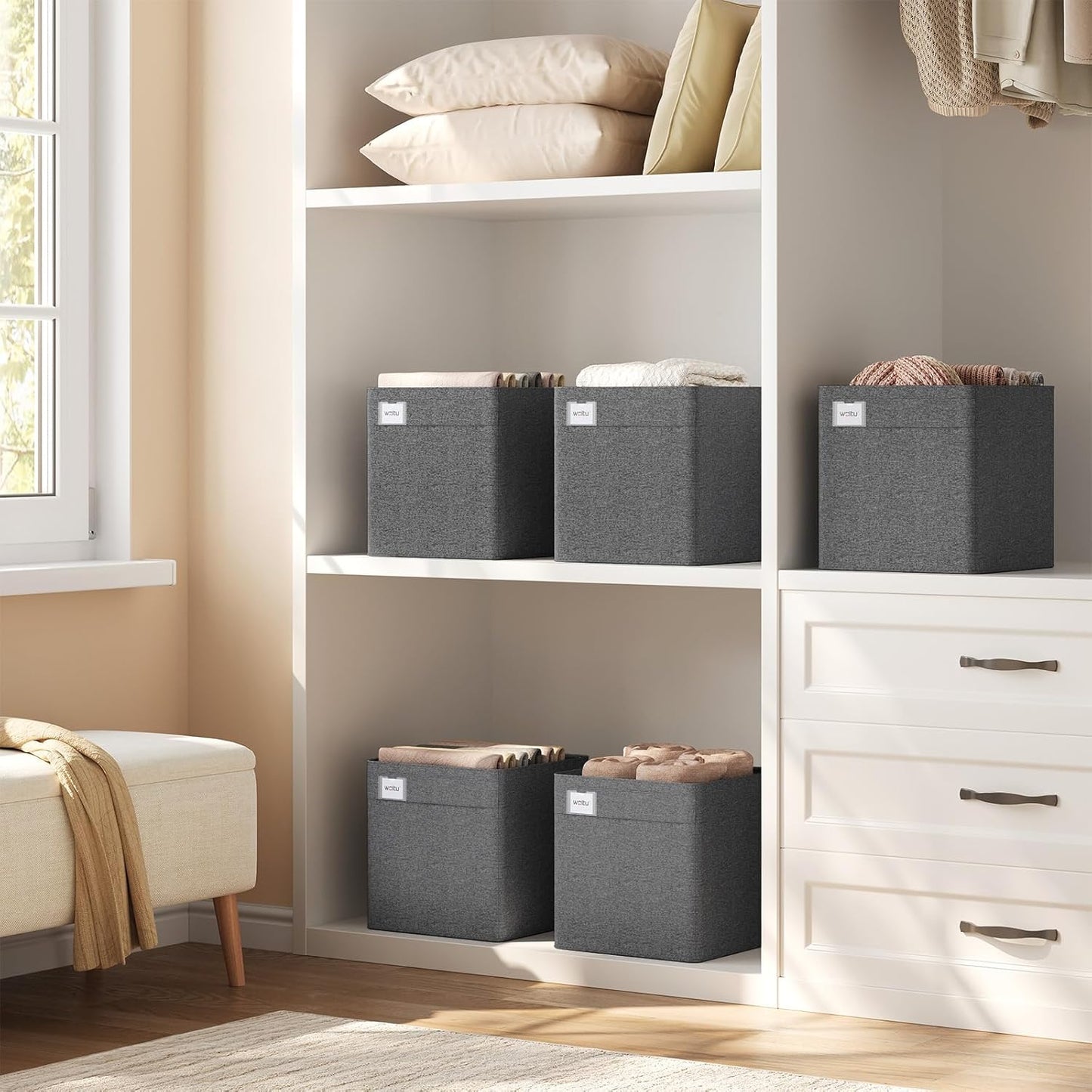 Boîtes de rangement Woltu - Pliables - 29 x 29 x 29 cm - Gris