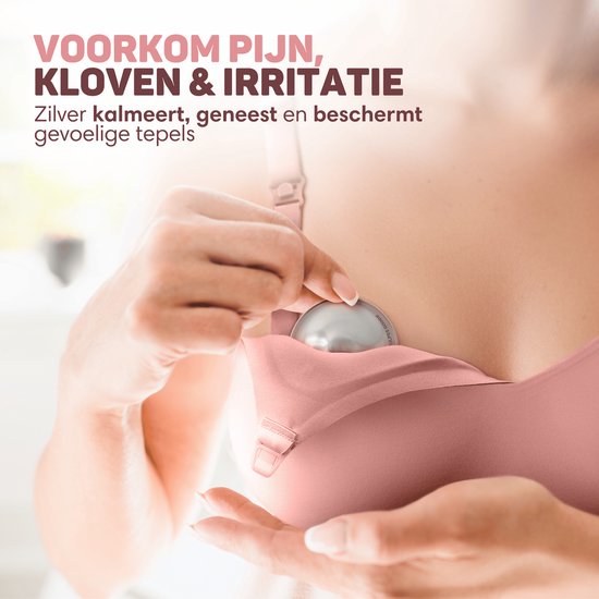 Vulpes Goods® Babycare Silver Nipple Caps - Bonnets d'allaitement - Argent pur 999 - Hypoallergénique et réutilisable - Protège-mamelons pour l'allaitement - Taille M - Etui de rangement inclus