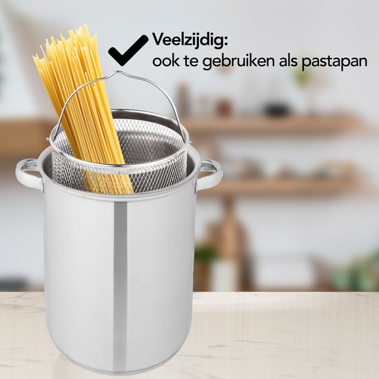 Aviro Asparagus pan - Pasta pan - Ø 16.5 cm - 23cm de haut - 4.2L - Multifonctionnel - Convient à toutes les sources de chaleur - acier inoxydable