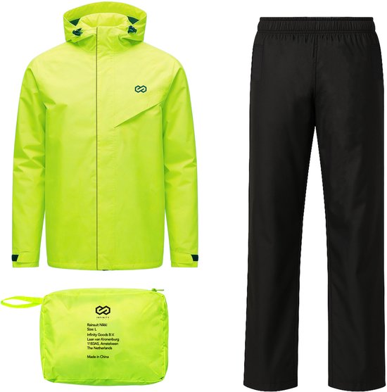 Infinity Goods Combinaison de pluie Nikki - Femmes et hommes - Taille XXXL - Imperméable et respirante - Réfléchissante - Jaune fluo