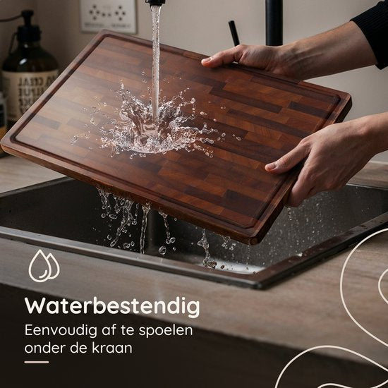 Deleca Walnut Copperwood Cutting Board - Double Sided with Juice Trench / Handles - Large and Thick Chopping Board - For Kitchen, Durable Cutting Boards, Serving Board, Cheese Board, Drinks Board, Tapas Board - Walnut Wood - Without Plastic - 51x38x3.8 cm