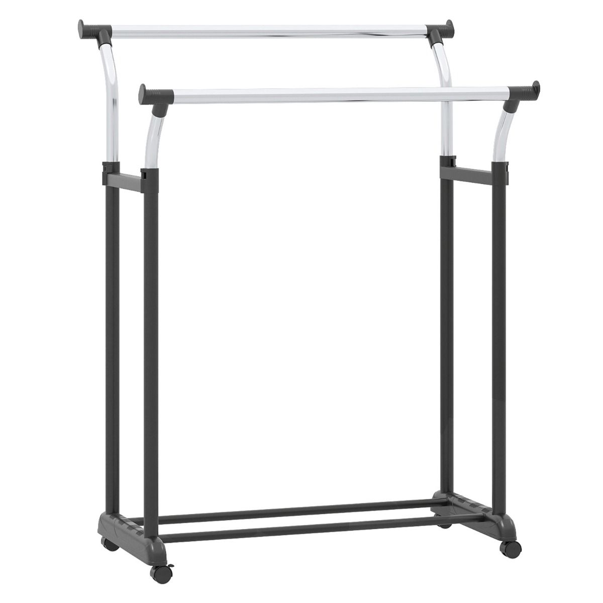 Porte-vêtements à roulettes Coast à double tringle - Réglable de 106 à 175 cm - Noir-Argent