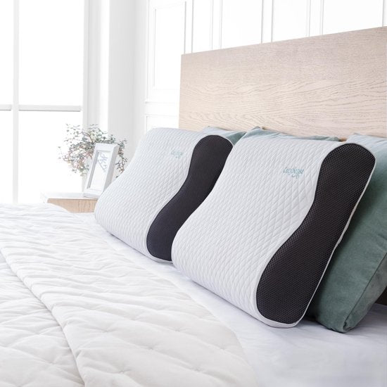 Oreiller CozySense® - Oreiller orthopédique - Oreiller ergonomique - Mousse à mémoire de forme contre les douleurs cervicales - Taie d'oreiller et sac de transport inclus - Fermeté moyenne