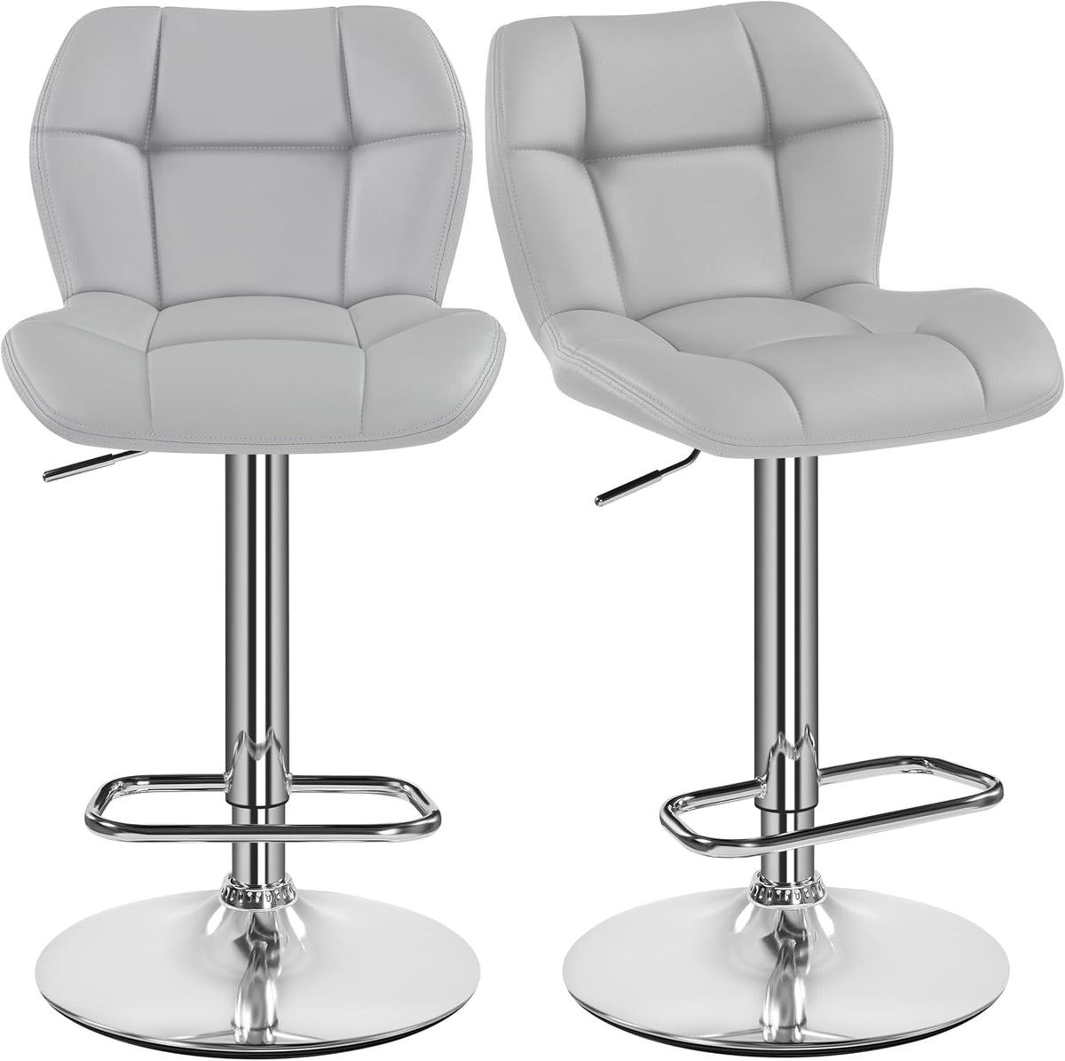 Lot de 2 tabourets de bar Yaheetech - Hauteur d'assise réglable de 62,5 à 84,5 cm - Simili cuir