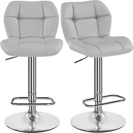 Lot de 2 tabourets de bar Yaheetech - Hauteur d'assise réglable de 62,5 à 84,5 cm - Simili cuir