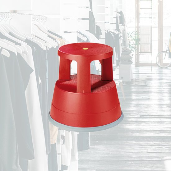 BRASQ Tabouret de marche rouge ST200 - Mobile - Capacité 150 kg - Tabouret de marche - Tabouret de marche adulte - Pied d'éléphant