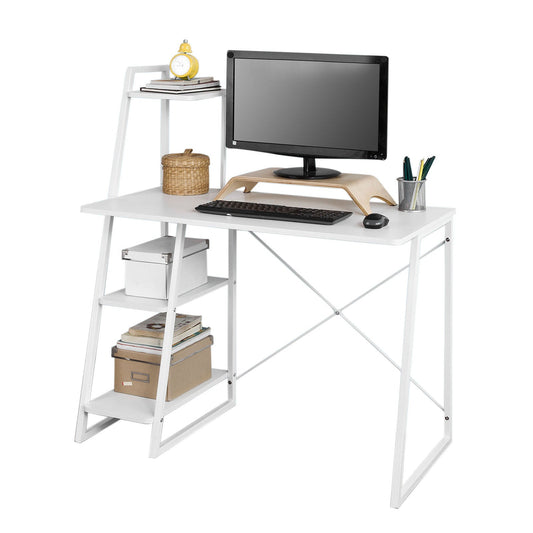 SoBuy - Bureau avec armoire de rangement ouverte - Max. 50 kg - 56 x 14 x 105 cm - Blanc