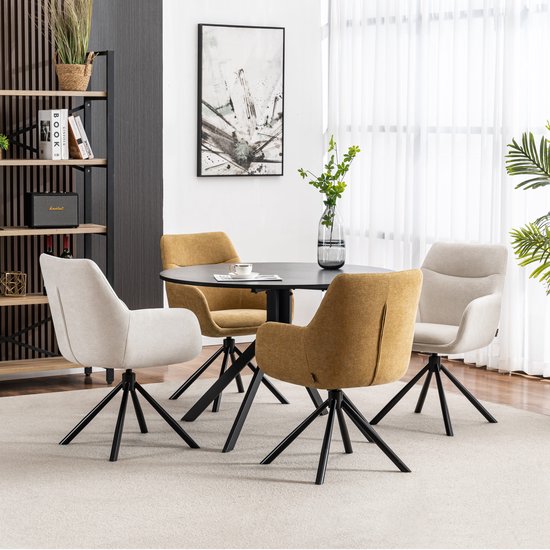 Furnihaus Chaise de salle à manger pivotante Olivia avec accoudoir Tissu beige