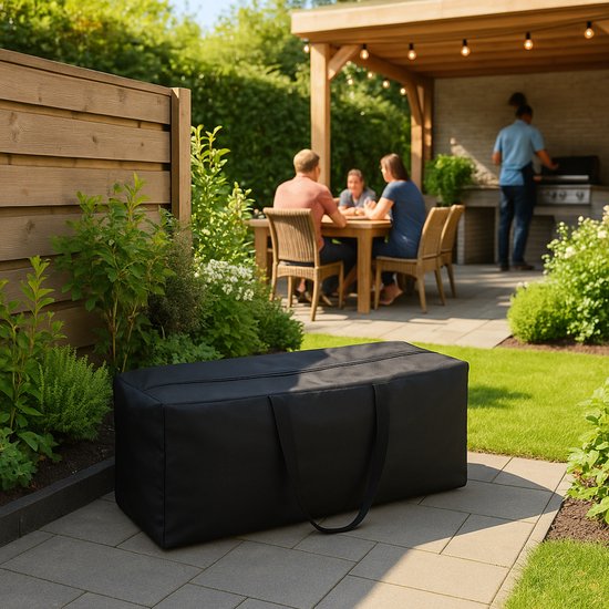 Housse pour coussins de jardin XXL - Housse pour meubles de jardin - Housse de rangement pour meubles de jardin - Housse de protection imperméable - Housses pour meubles de jardin - Protection UV - Résistant aux intempéries - Noir