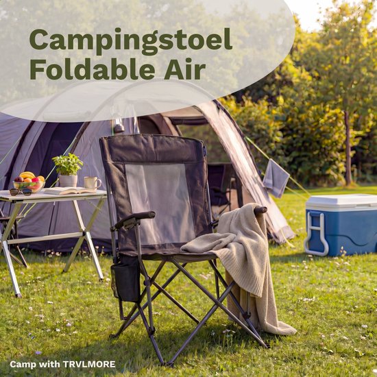 TRVLMORE Chaise de camping - pliable - capacité de charge 150KG - sac de transport inclus - chaise pliante - chaise de pêche - chaise de camping - chaise pliante - gris