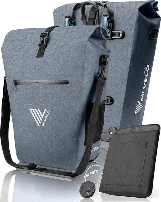 MIVELO Sacoche de transport, sacoche de transport, étanche, 100% sans PVC, compartiment pour ordinateur portable et serrure, sacoche de transport, 1 pièce, bleu jean