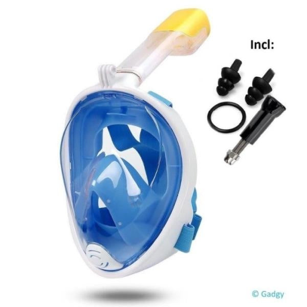 Gadgy Snorkelmasker voor kinderen - Snorkelset Blauw - Full Face Duikmasker Kind - Duikbril met Snorkel - Snorkelen en duiken in 2024
