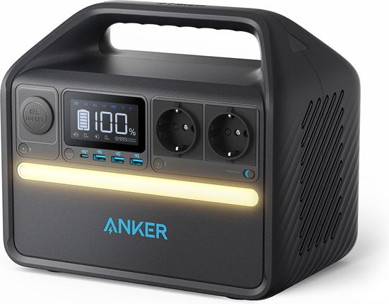 Alimentation portable Anker 535, générateur portable 512 Wh (PowerHouse 512 Wh), générateur d'extérieur de 500 W à 7 ports avec 2 sorties CA, une sortie USB-C PD de 60 W, une lampe LED pour le camping, les camping-cars, les situations d'urgence et bien pl