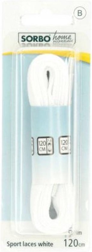 Sorbo Home Essentials - lacets plats de sport blancs, 120 cm - 2 x lacets plats tissés de 6 mm, adaptés à toutes les chaussures de sport et baskets