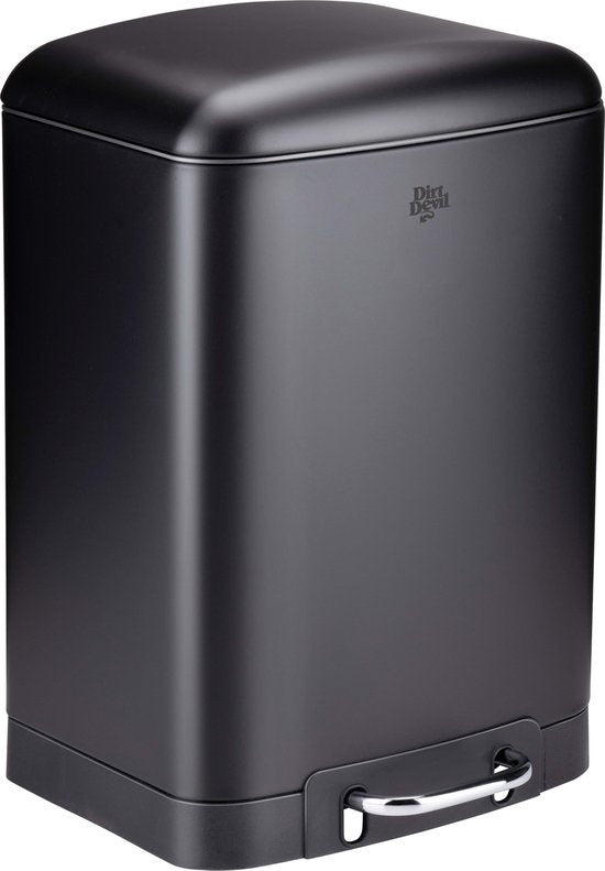 Dirt Devil Pedal bin 12 litres - Poubelle de salle de bain - acier inoxydable - Noir