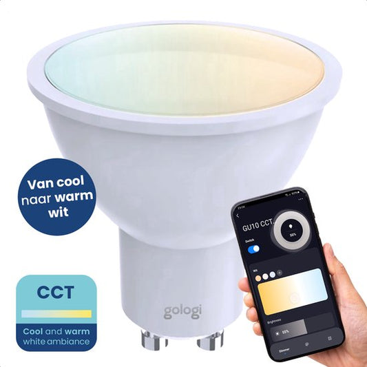 Gologi Smart Spot - Smart Lamp - LED - Ampoule LED - Lumière blanc chaud - Smart GU10 - CCT - 700 lumens - 5 kWh
