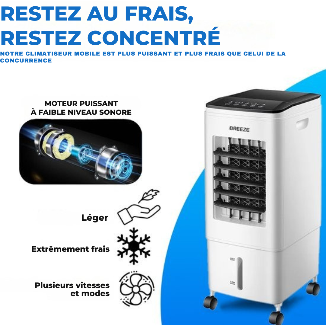 Rafraîchisseur d'air Breeze pour chambre à coucher - Rafraîchisseur d'air mobile sans tuyau de vidange