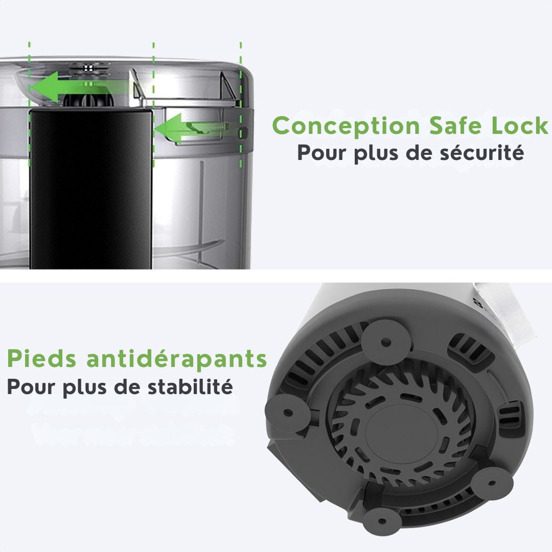 KitchenBrothers Robot ménager - 5 en 1 - 20 x 14 x 34 cm- acier inoxydable