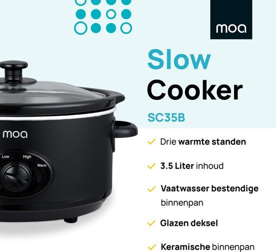 Mijoteuse MOA - 3.5 litres - Bac intérieur en céramique - Noir - SC35B