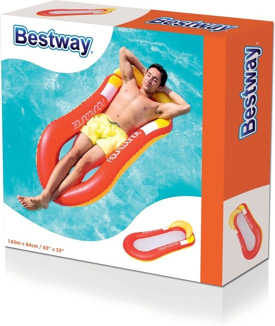 Bestway Opblaasbaar Loungebed met Netbodem - 160 x 84 CM - Max. 90KG - Incl. Reparatiesticker - Vinyl - Rood of Blauw