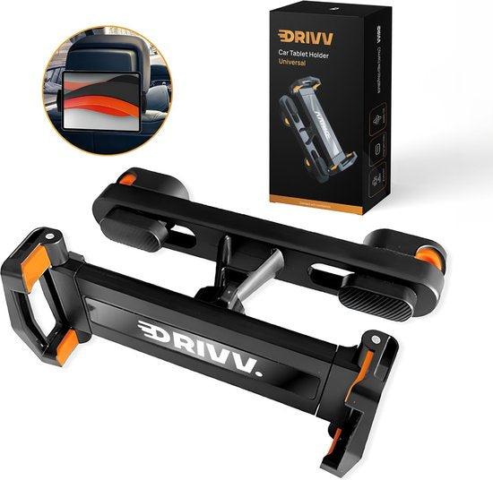 Porte-tablette de luxe pour voiture - Appui-tête - Rotation à 360 degrés - Convient pour tablette, téléphone et autres - noir