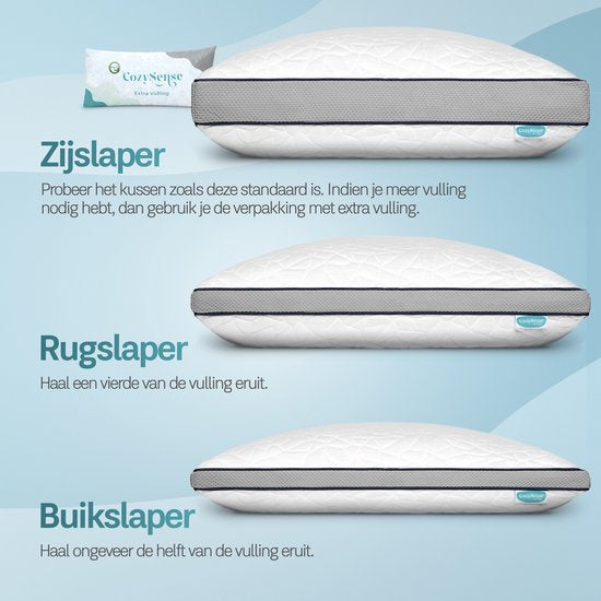 Oreiller en mousse à mémoire de forme CozySense® - Oreiller ergonomique en mousse à mémoire de forme - Contre les douleurs cervicales - Oreiller de sommeil réglable - Dormeur sur le côté, sur le dos et sur le ventre