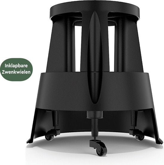 BRASQ Tabouret de marche noir ST200 - Mobile - Capacité 150 kg - Tabouret de marche - Tabouret de marche adultes - Pied d'éléphant