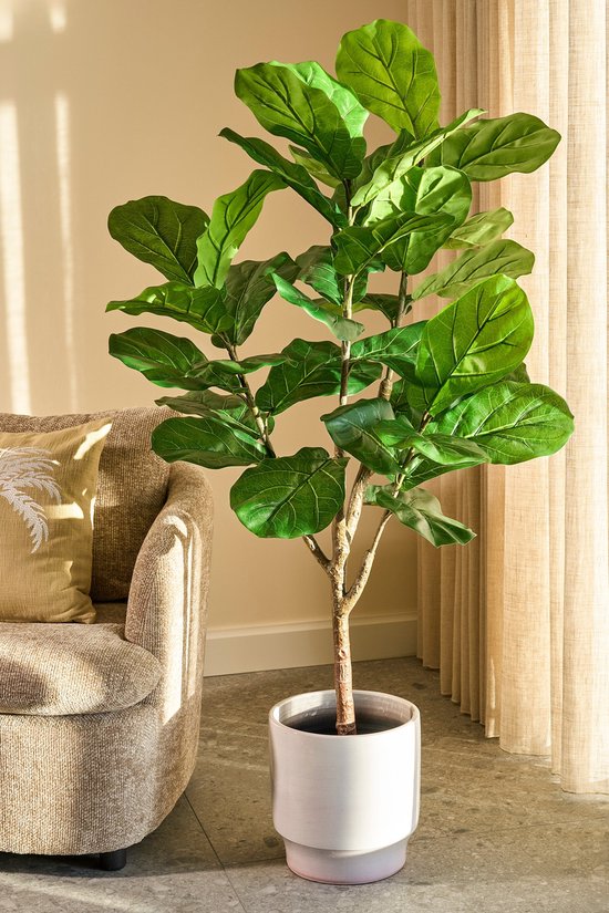 Mica Decorations Plante Artificielle Ficus Lyrata en Pot - H150 x Ø50 cm - Vert