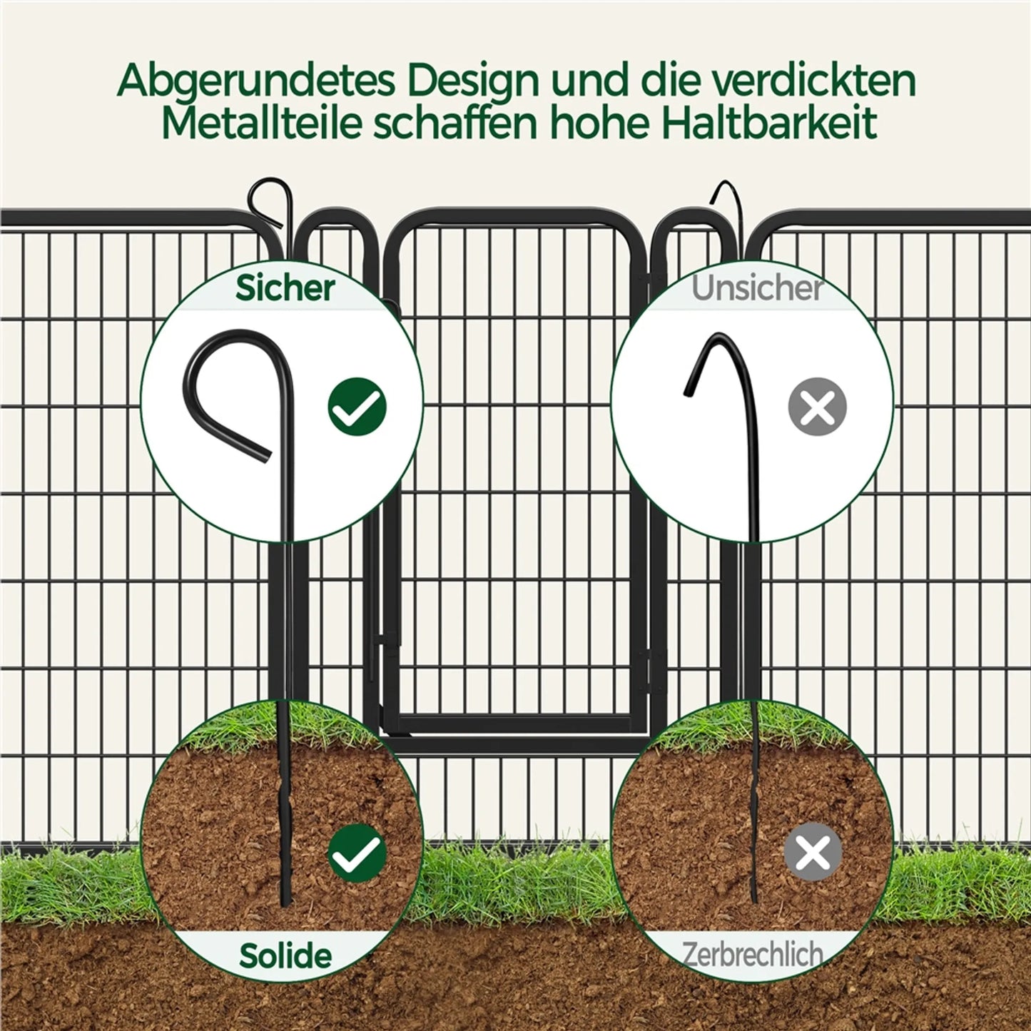 Yaheetech Parc à chiots avec 8 panneaux - équipé d'un verrouillage automatique, de 6 barres transversales par panneau et de 8 piquets de terre - pour chiens, lapins et petits animaux - métal noir - 100 x 68 x 1,5 cm par panneau