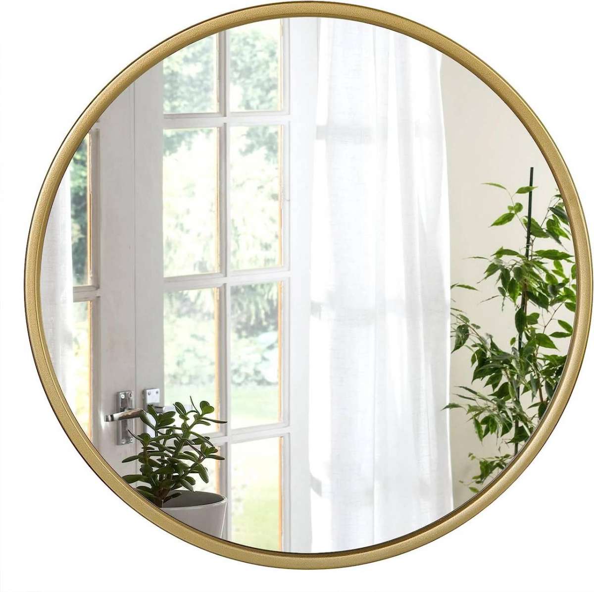 Miroir mural rond WOLTU doré – Miroir moderne avec cadre métallique – Ø 40 x 2 cm