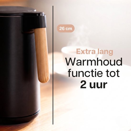 Bouilloire HomeShift® avec réglage de la température - Fonction de maintien au chaud - Double paroi - Électrique - 1,7 litre - 2200 W - Noir / Bois