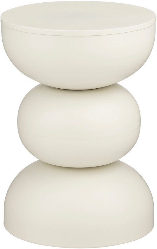 Mica Decorations Table d'appoint Luna - H46 x Ø32 cm - Fer - Blanc cassé