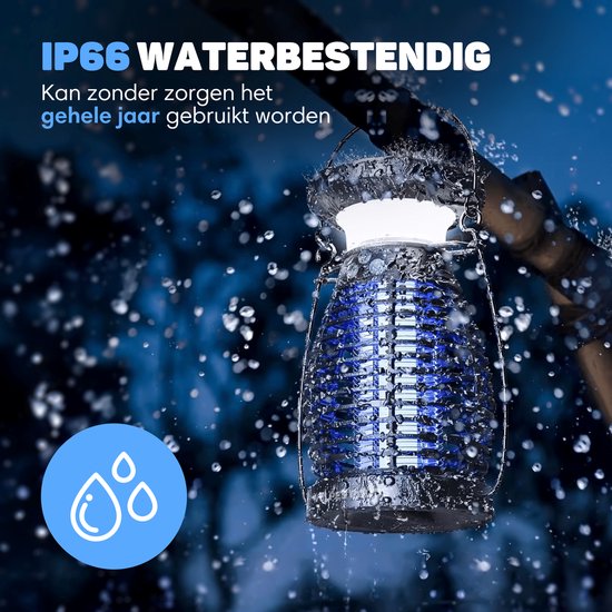 Vulpes Goods® Repellent - Mosquito lamp PRO - Electric Insect Killer - Fly lamp - Insect lamp - UV mode & Night light - Suspendable - Rechargeable & Solar - Waterproof - Incl. collection tray & cleaning brush