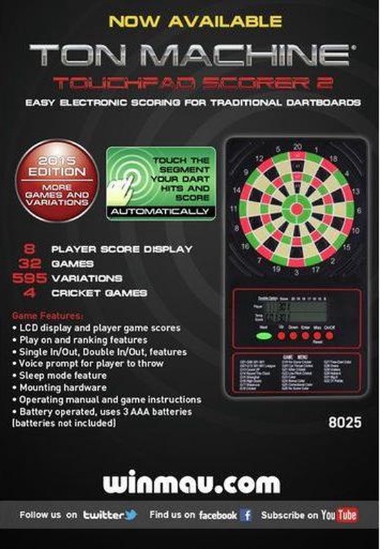 Tableau d'affichage Winmau Ton Machine Touchpad 2 pour fléchettes