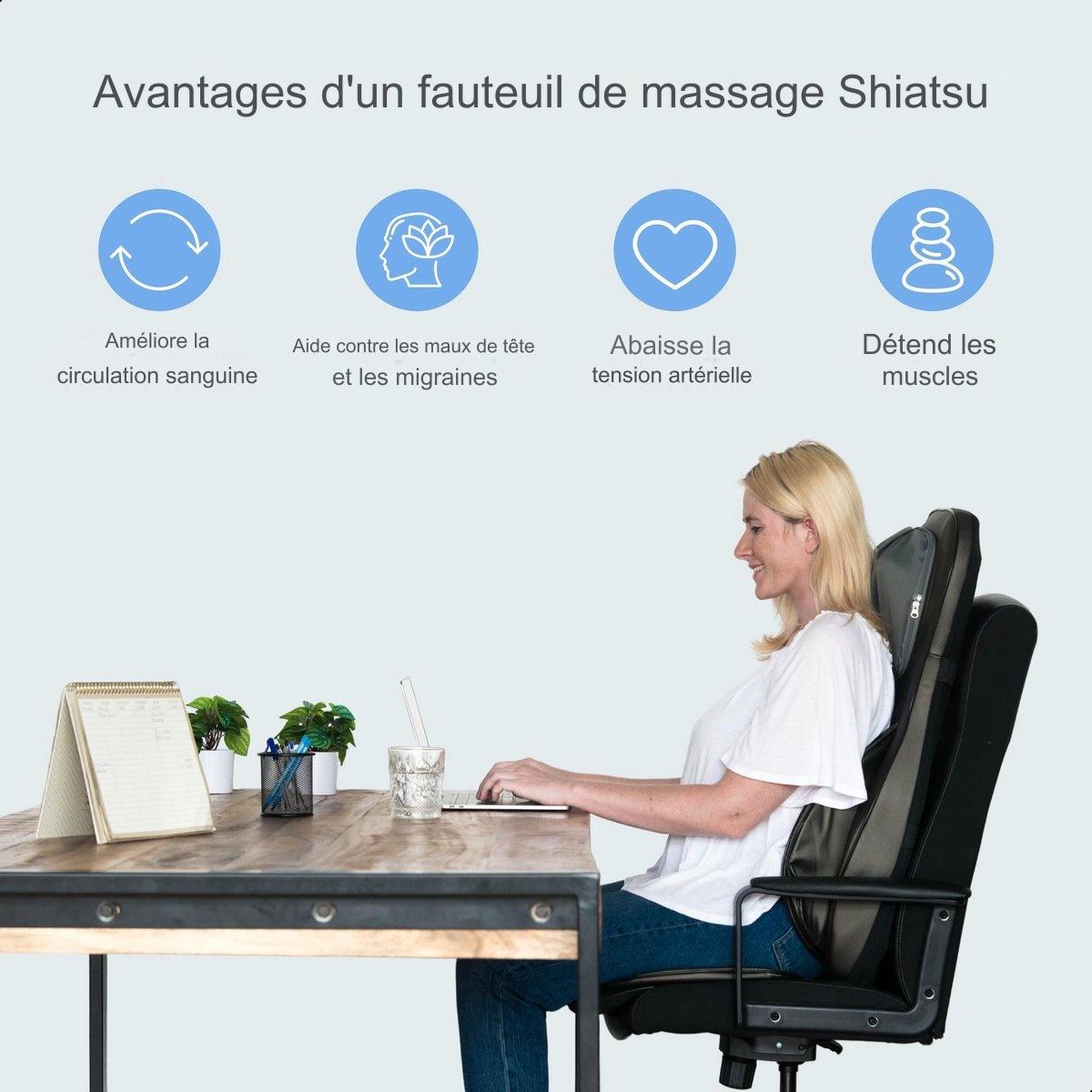 Fauteuil de massage Shiatsu - Lifeproducts - Chauffage infra-rouge - Vibration - Compression d'air - noir