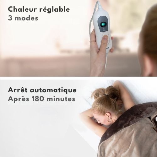 Couverture chauffante électrique - Auronic - 160 x 120cm - Marron