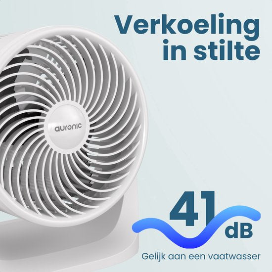 Ventilateur de table Auronic - 3 vitesses - Mini-ventilateur - Ventilateur sur pied - Possibilité de fixation murale - 41 dB - Oscillation à 90° - Portée de 7 mètres - Blanc